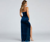 Janet Velvet High Slit Formal Dress